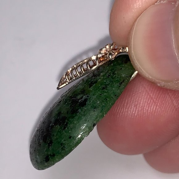 Ruby Zoisite Teardrop Pendant with Leaf Bail - Picture 13 of 14